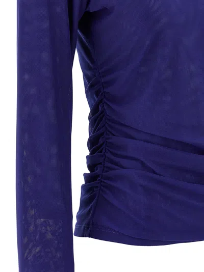 Rotate Birger Christensen Mesh Rouched Sweater In Blue