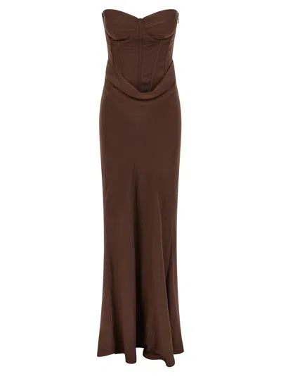 Rotate Birger Christensen Corset Dress In Brown