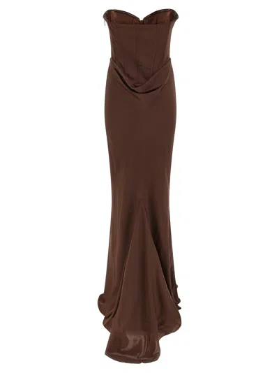 Rotate Birger Christensen Corset Dress In Brown