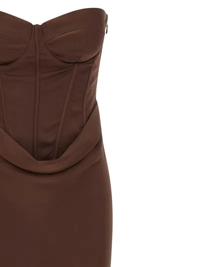 Rotate Birger Christensen Corset Dress In Brown