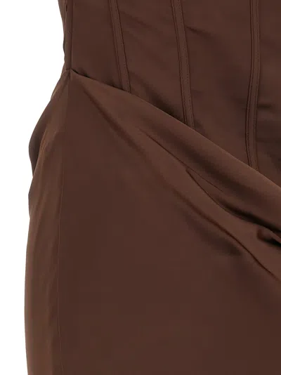 Rotate Birger Christensen Corset Dress In Brown