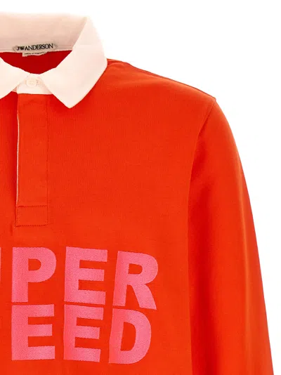 Jw Anderson Super Speed Polo Shirt Long Sleeve In Red