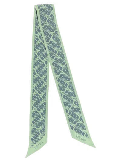 Valextra Astratto Silk Ribbon Chevron Pattern Lightweight In Green