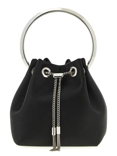 Jimmy Choo Bon Bucket Bag Chain Handle Tassel In Black