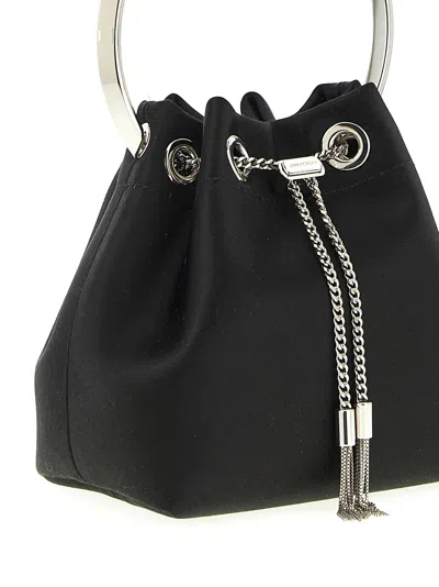 Jimmy Choo Bon Bucket Bag Chain Handle Tassel In Black