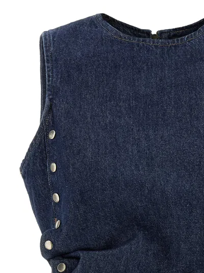 Rotate Birger Christensen Denim Buttoned Top In Blue