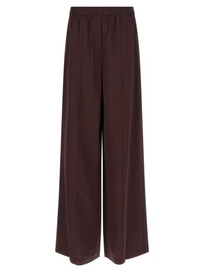 Tory Burch Pintuck Wide-leg Satin Trousers In Burgundy