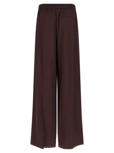 Tory Burch Pintuck Wide-leg Satin Trousers In Burgundy