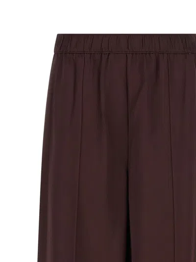 Tory Burch Pintuck Wide-leg Satin Trousers In Burgundy
