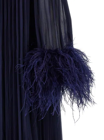 Self-portrait Chiffon Feather Midi Dress In Blue