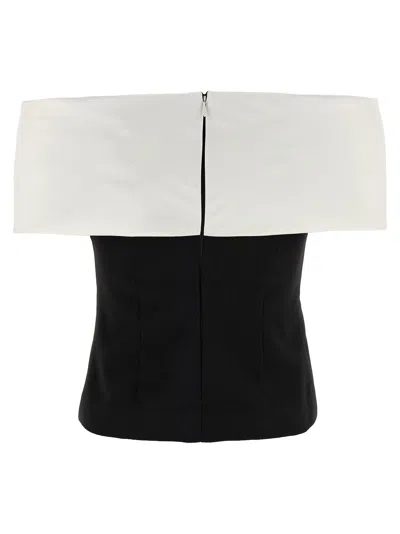 Self-portrait 'black Crêpe Flower' Top In Black