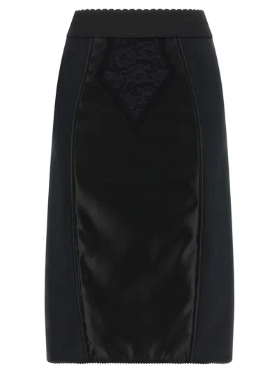 Dolce & Gabbana Lace Insert Skirt In Black