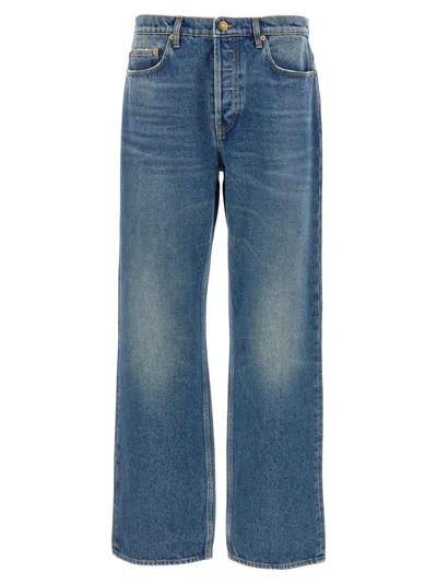 Golden Goose Denim Pants With Classic Five-pocket Design And Distinctive Patch In Blue