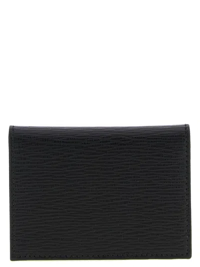 Ferragamo Compact Textured Leather Wallets In Black