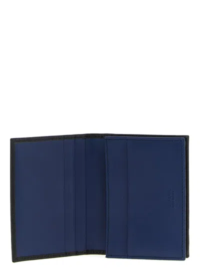 Ferragamo Compact Textured Leather Wallets In Black