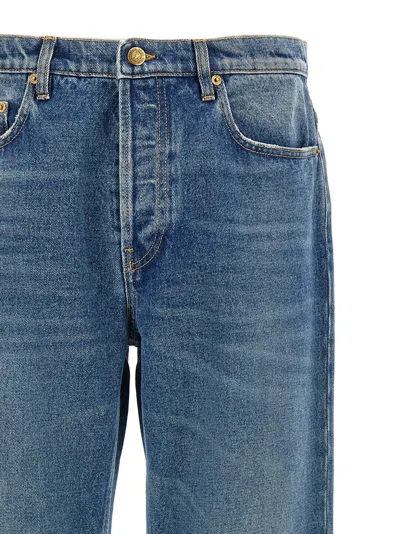Golden Goose Denim Pants With Classic Five-pocket Design And Distinctive Patch In Blue