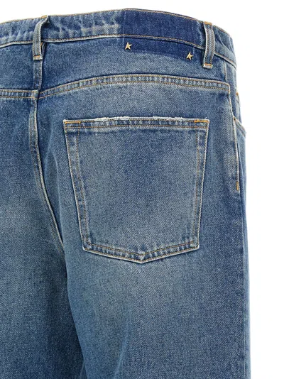 Golden Goose Denim Pants With Classic Five-pocket Design And Distinctive Patch In Blue