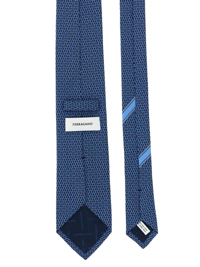 Ferragamo Gancini Pois Print Tie In Blue