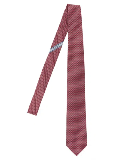 Ferragamo Red Gancini Print Tie In Multi
