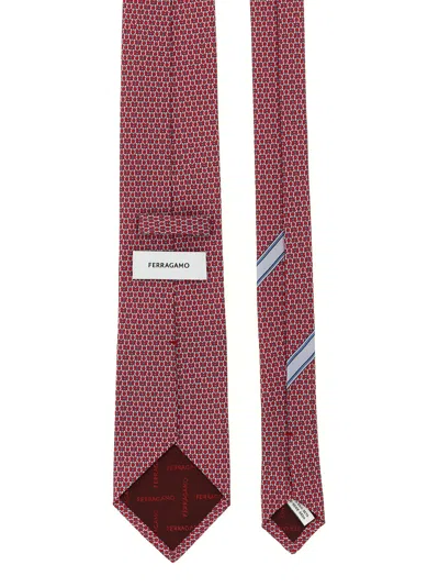 Ferragamo Red Gancini Print Tie In Multi