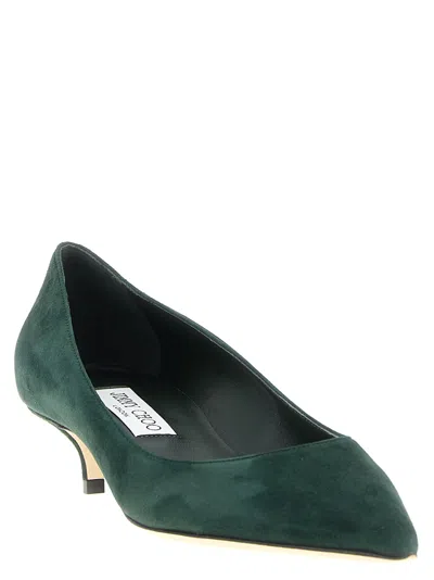 Jimmy Choo Amelia Pumps Kitten Heel Pointed Toe In Green
