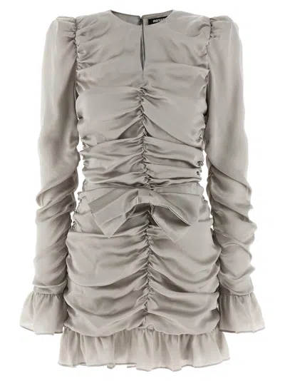 Rotate Birger Christensen Ls Mini Bow Dress In Gray