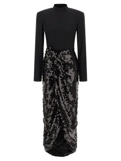 Rotate Birger Christensen Knotted Midi Dress In Black