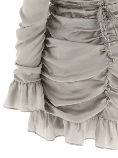 Rotate Birger Christensen Ls Mini Bow Dress In Gray