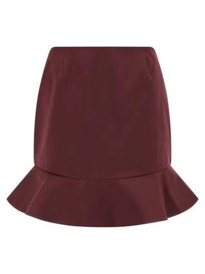 Rotate Birger Christensen Flounced Skirt In Burgundy