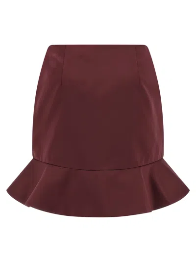 Rotate Birger Christensen Flounced Skirt In Burgundy