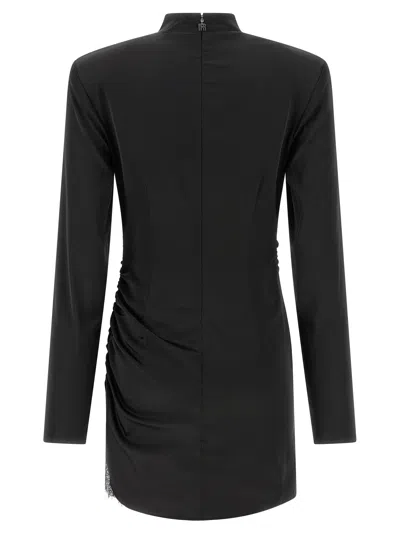 Rotate Birger Christensen Satin Rouched Mini Dress In Black