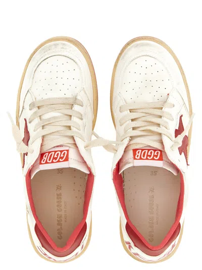 Golden Goose 'ball Star' Leather Sneakers Kids In Red