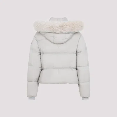 Moose Knuckles Peak Puffer Coat High Collar Fur Trim In White