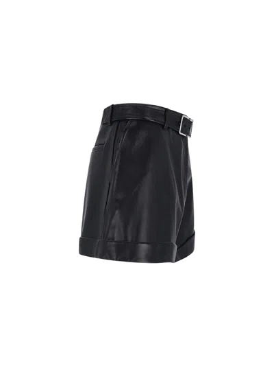 Sportmax Leather Shorts In Black