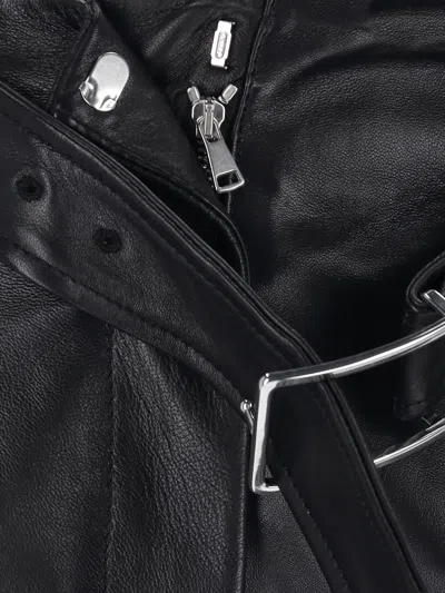 Sportmax Leather Shorts In Black