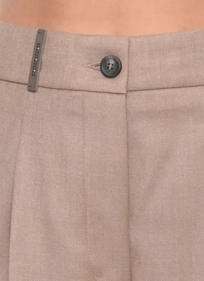 Peserico Wool Trousers Pleated Front Cuffed Hem In Brown