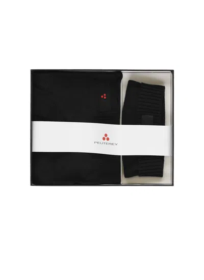 Peuterey Beanie And Scarf Set In Black