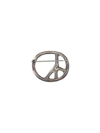 Needles Metallic Peace Symbol Brooch And Pin In Metallic