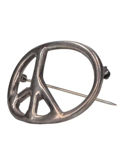 Needles Metallic Peace Symbol Brooch And Pin In Metallic