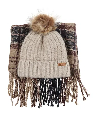 Barbour Scarf And Hat Set In Animal Print