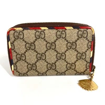 Pre-owned Gucci Gg Supreme Beige Multi-color Gg Supreme Coin Purse/coin Case ()