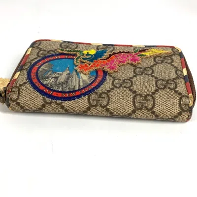 Pre-owned Gucci Gg Supreme Beige Multi-color Gg Supreme Coin Purse/coin Case ()