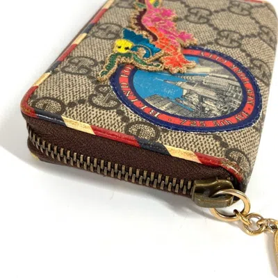 Pre-owned Gucci Gg Supreme Beige Multi-color Gg Supreme Coin Purse/coin Case ()