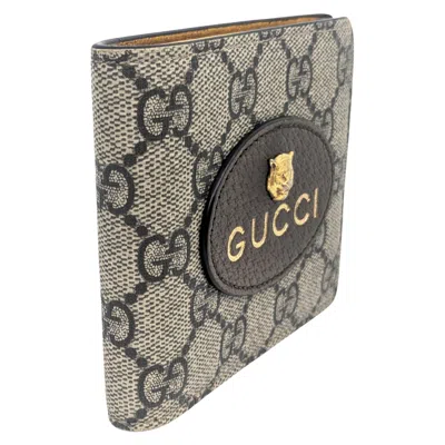 Pre-owned Gucci Gg Supreme Brown Yellow Gg Supreme Wallet (bi-fold) ()