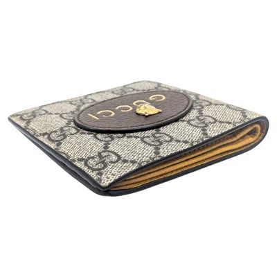 Pre-owned Gucci Gg Supreme Brown Yellow Gg Supreme Wallet (bi-fold) ()