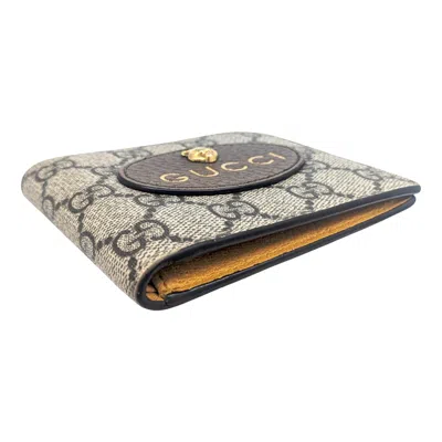 Pre-owned Gucci Gg Supreme Brown Yellow Gg Supreme Wallet (bi-fold) ()