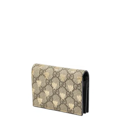 Pre-owned Gucci Gold Beige Brown Pvc Wallet (bi-fold) ()