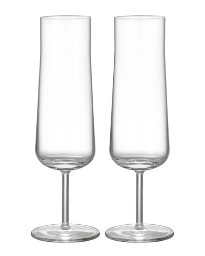Orrefors Set Of 2 Informal Champagne Flutes In Transparent