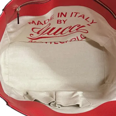 Pre-owned Gucci Swing Ivory Red Color Canvas Leather Tote Bag ()