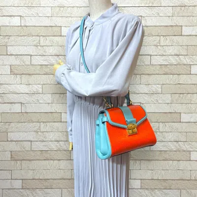 Pre-owned Gucci Light Blue Orange Leather Shoulder Bag ()